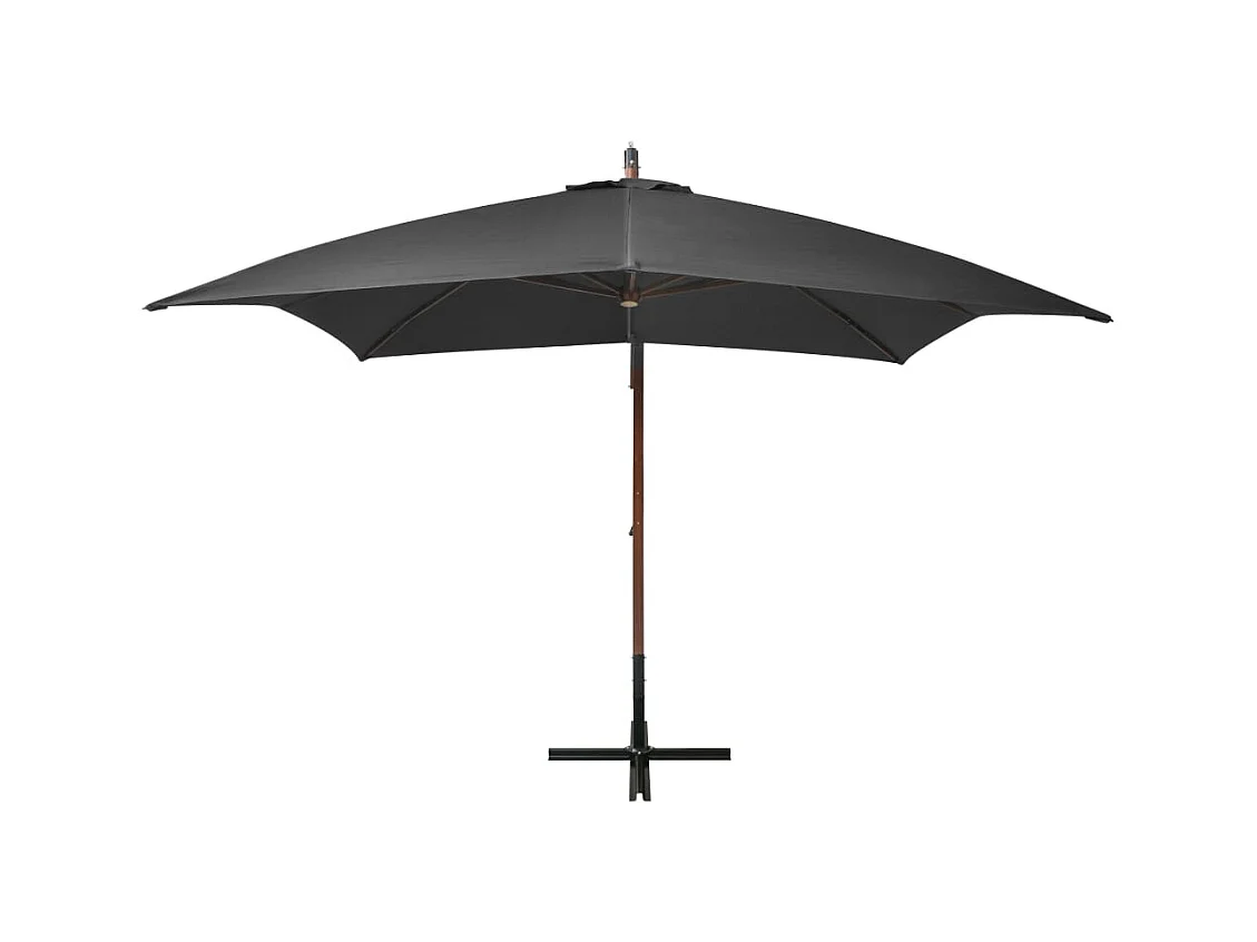 Hangende tuinparasol met antraciet dennenhouten paal