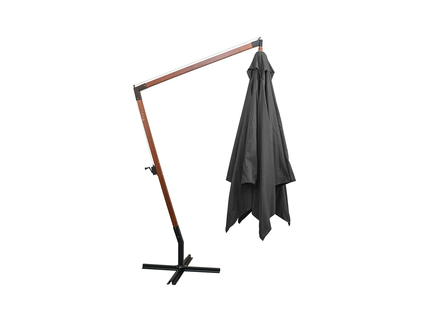 Hangende tuinparasol met antraciet dennenhouten paal