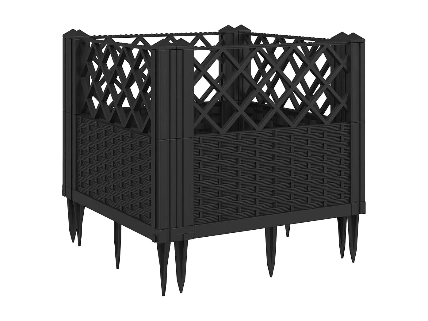 Pflanzgefäß mit schwarzen Pfählen 43,5x43,5x43,5 cm PP