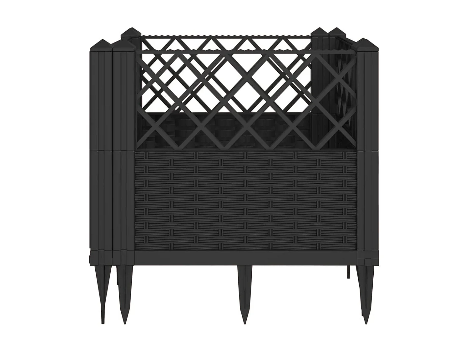 Fioriera con picchetti neri 43,5x43,5x43,5 cm PP