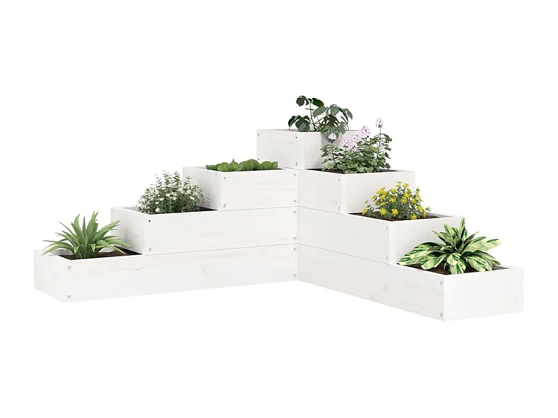 4-laags plantenbak 80,5x79x36 cm wit massief grenenhout