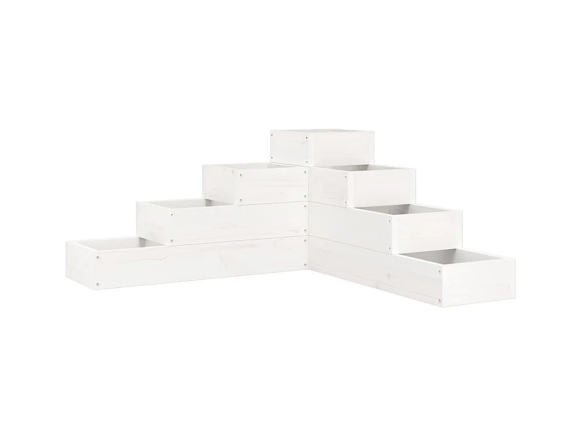 Jardinière 4 niveaux 80,5x79x36 cm blanc bois de pin massif