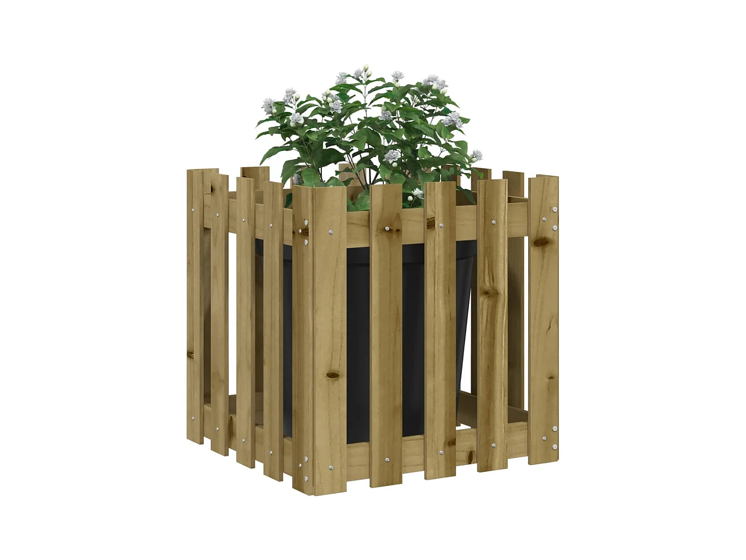 Jardinière avec design de clôture 50x50x50 cm pin imprégné