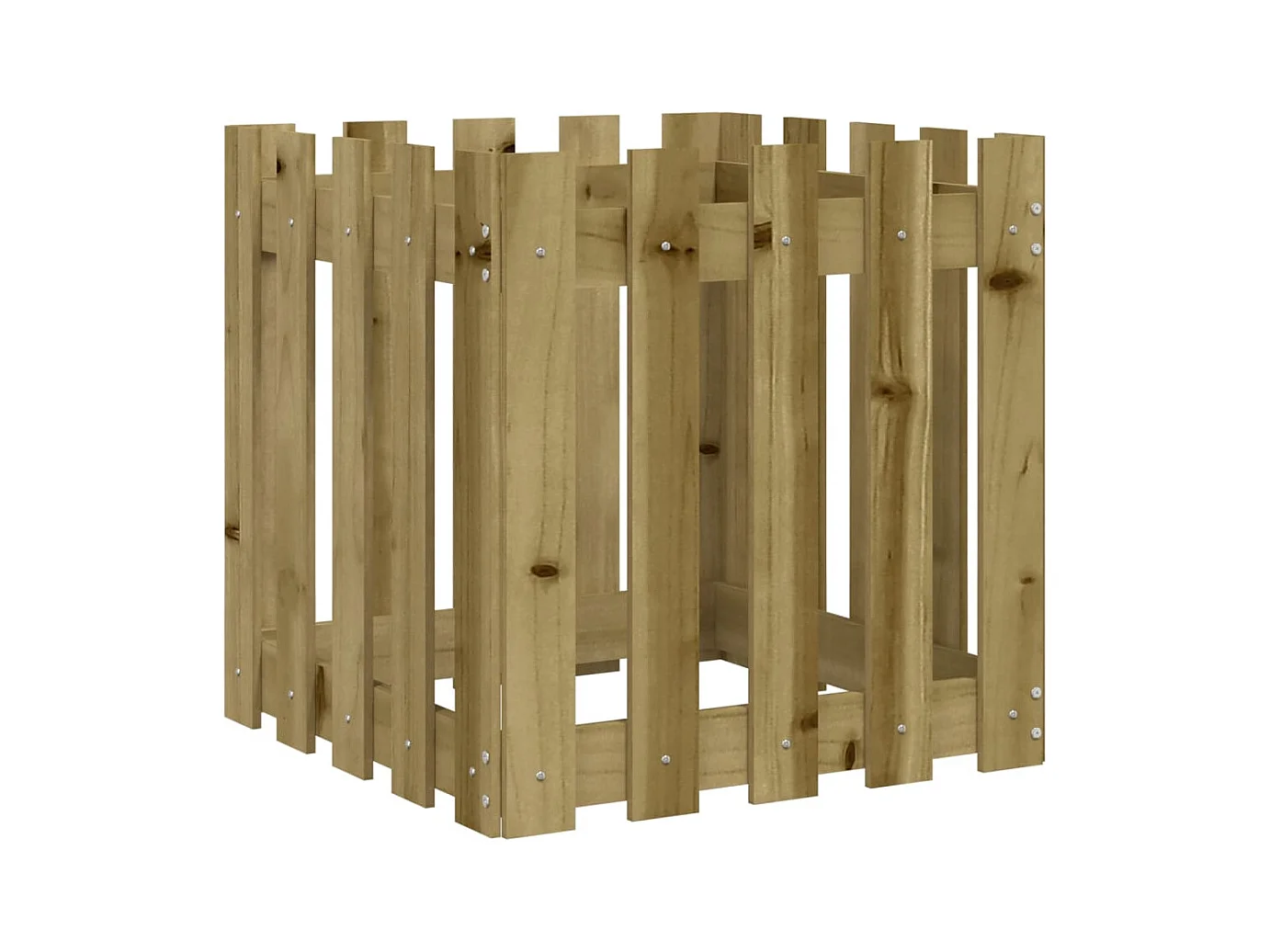 Jardinière avec design de clôture 50x50x50 cm pin imprégné