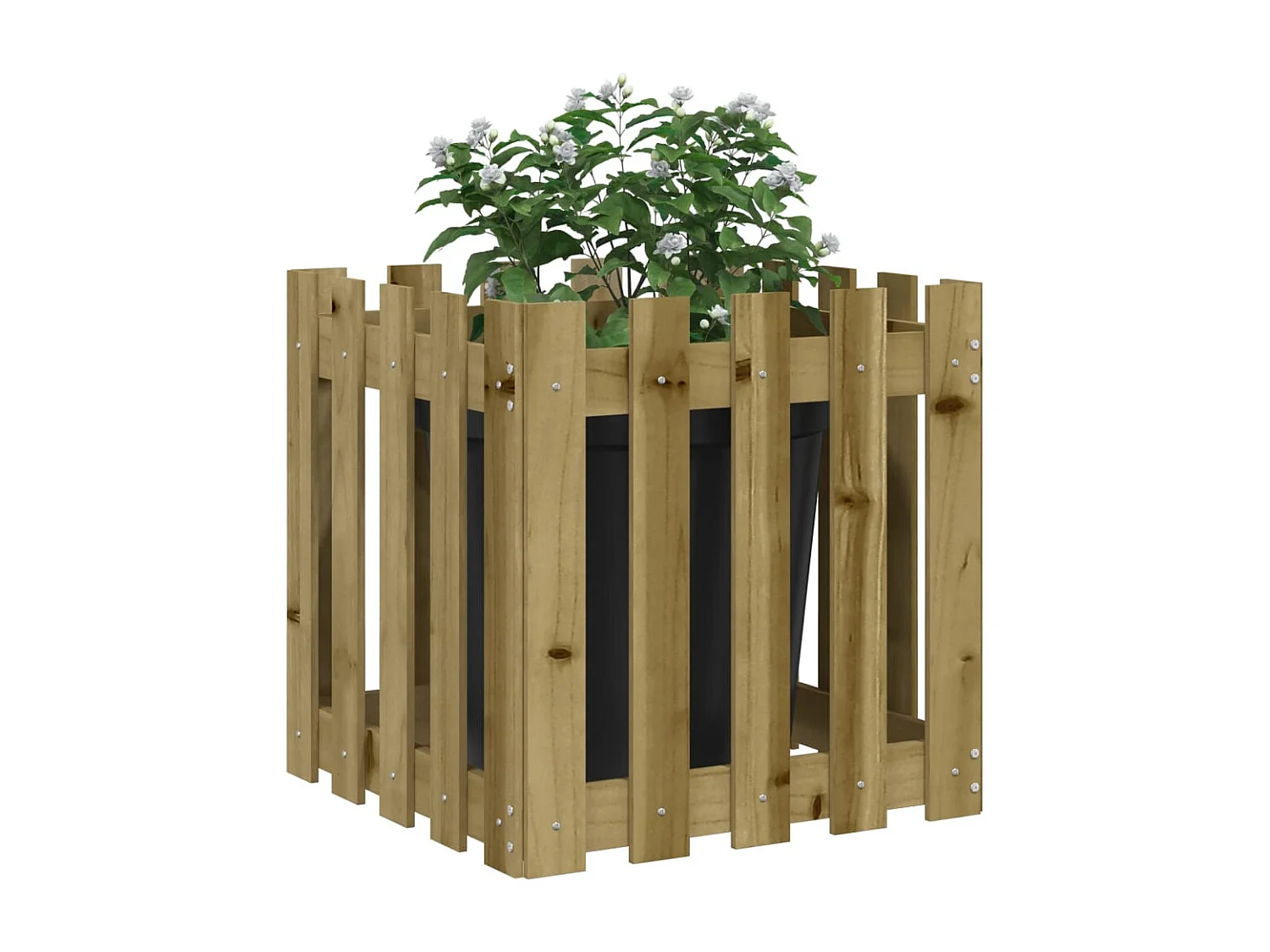 Jardinière avec design de clôture 50x50x50 cm pin imprégné