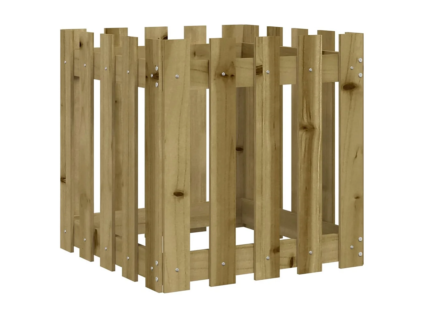 Jardinière avec design de clôture 50x50x50 cm pin imprégné