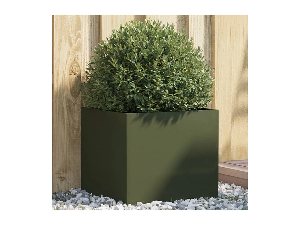 Olijfgroene plantenbak 42x40x39 cm staal