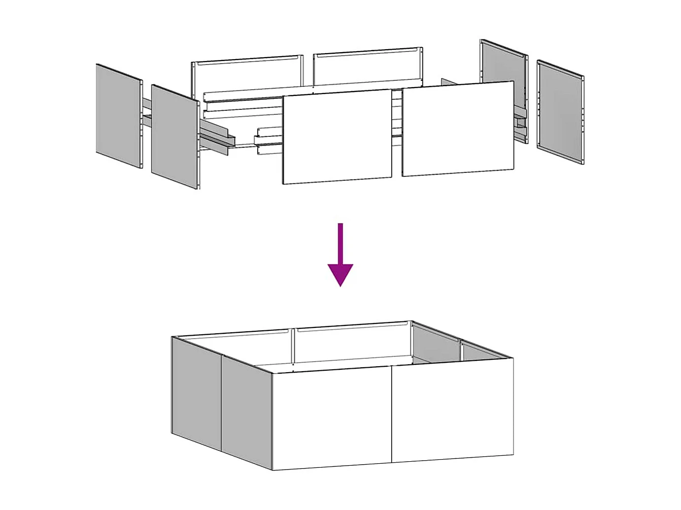 Jardinière noir 100x100x40 cm acier