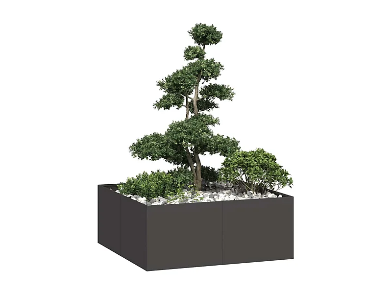 Jardinière noir 100x100x40 cm acier