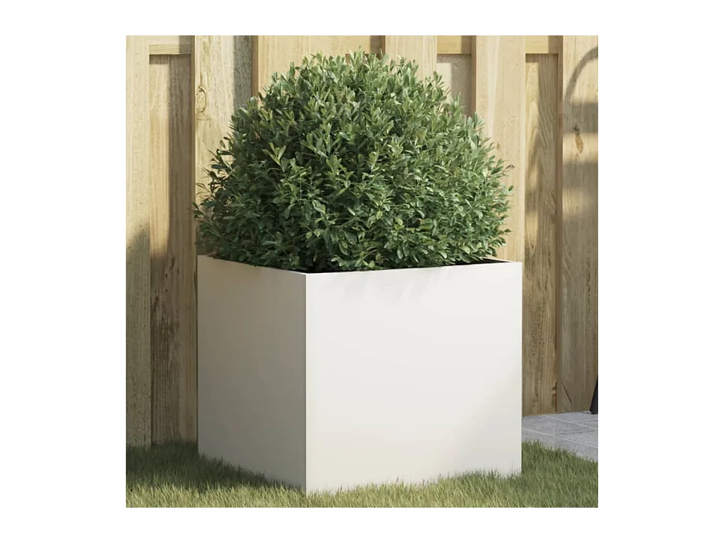 Witte plantenbak 42x40x39 cm staal