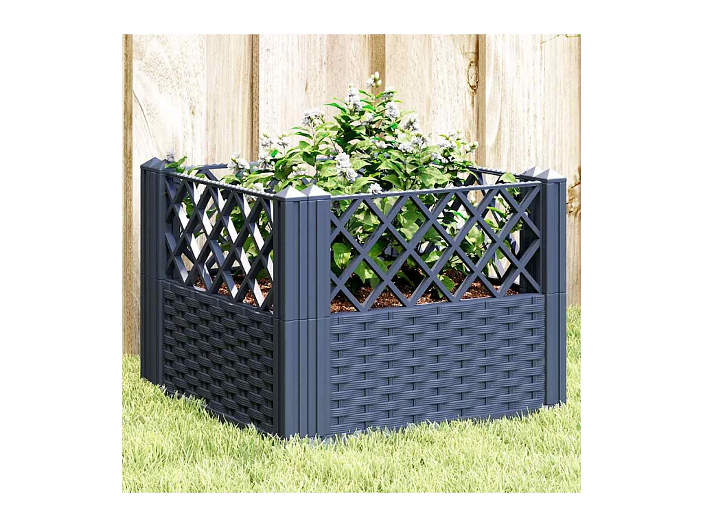 Bloembak met palen blauwgrijs 43,5x43,5x43,5 cm PP