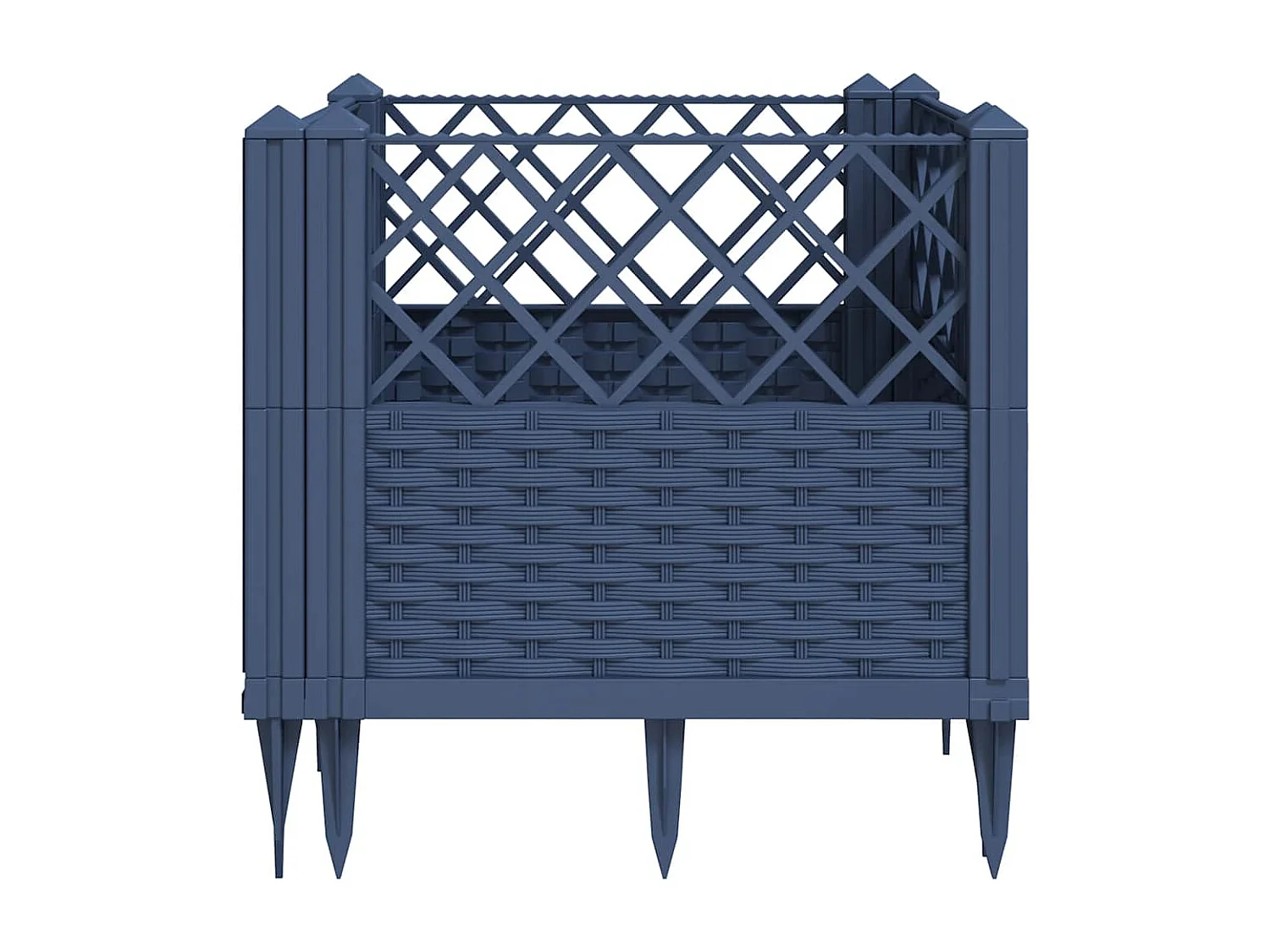 Bloembak met palen blauwgrijs 43,5x43,5x43,5 cm PP