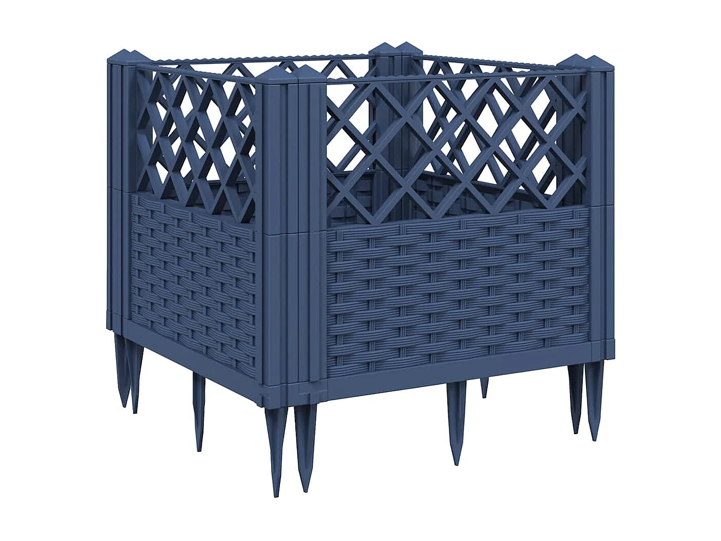 Jardinière avec piquets bleu gris 43,5x43,5x43,5 cm PP