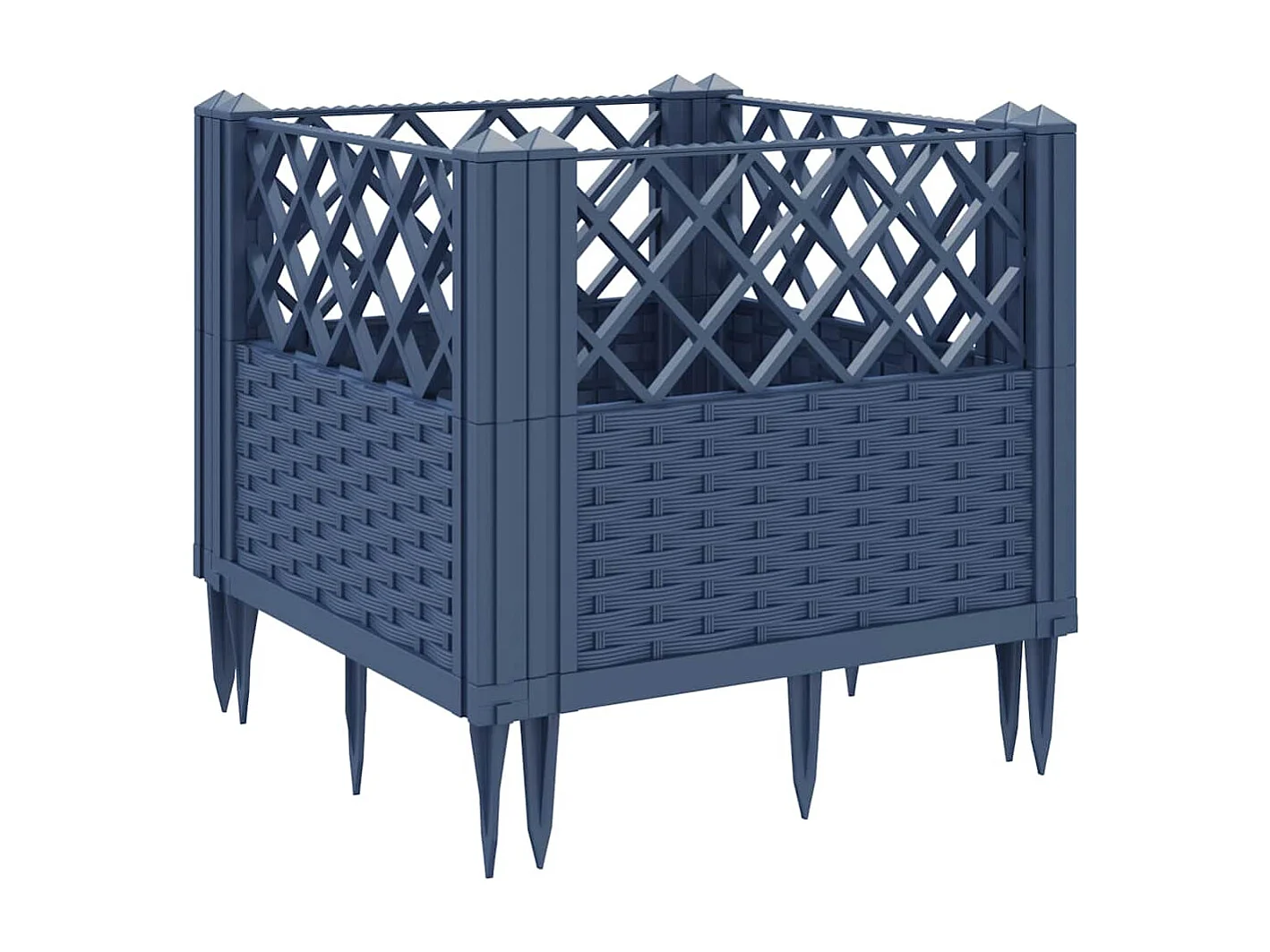 Jardinière avec piquets bleu gris 43,5x43,5x43,5 cm PP
