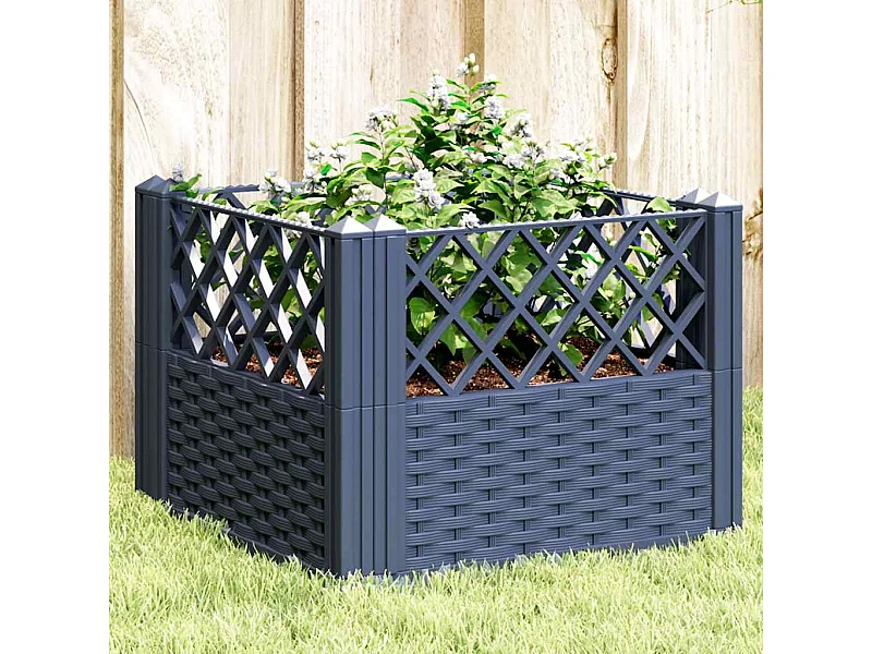 Jardinière avec piquets bleu gris 43,5x43,5x43,5 cm PP