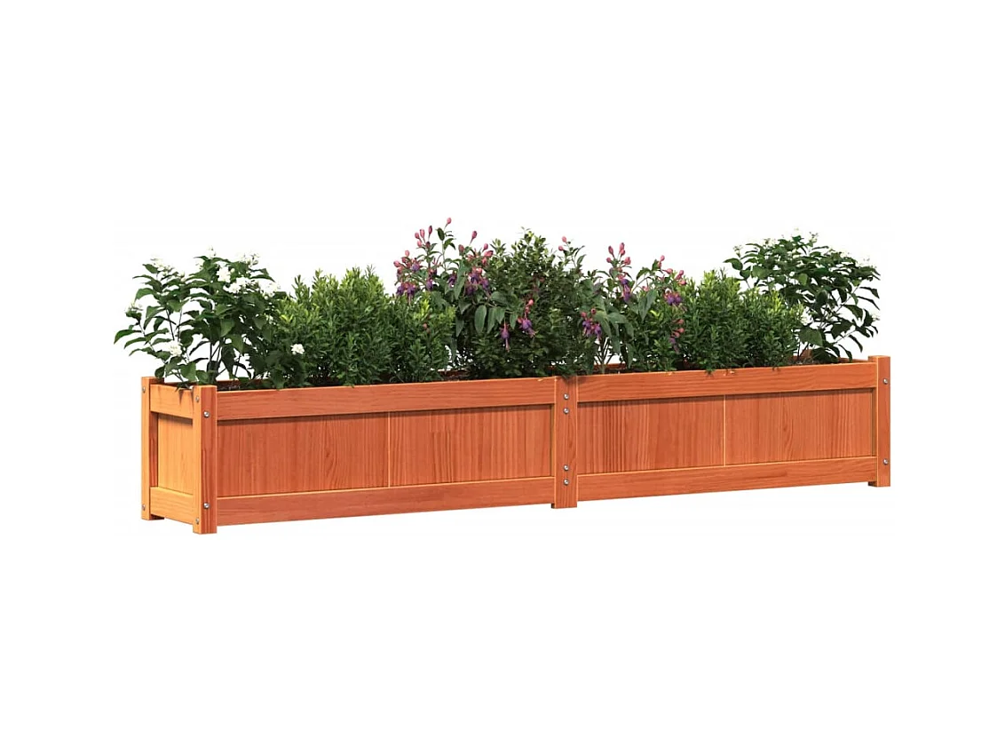 Bruine was plantenbak 180x31x31 cm massief grenenhout
