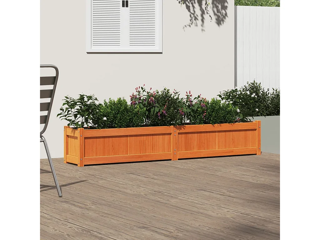 Jardinière cire marron 180x31x31 cm bois de pin massif