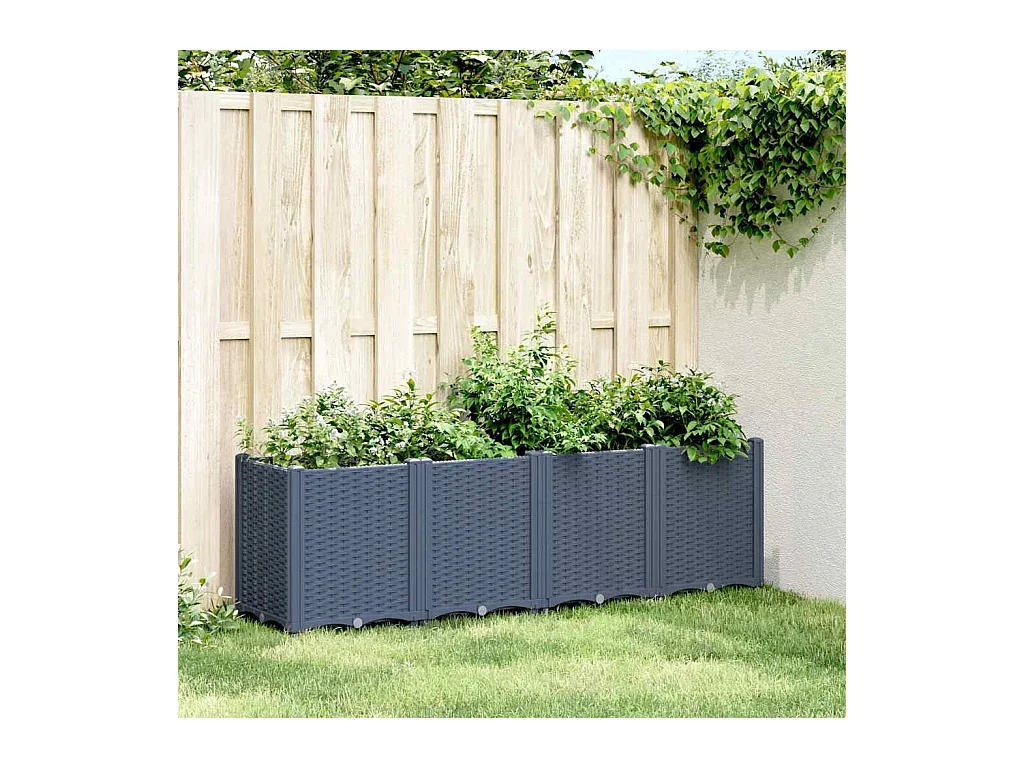 Jardinera azul grisácea 160x40x53 cm PP