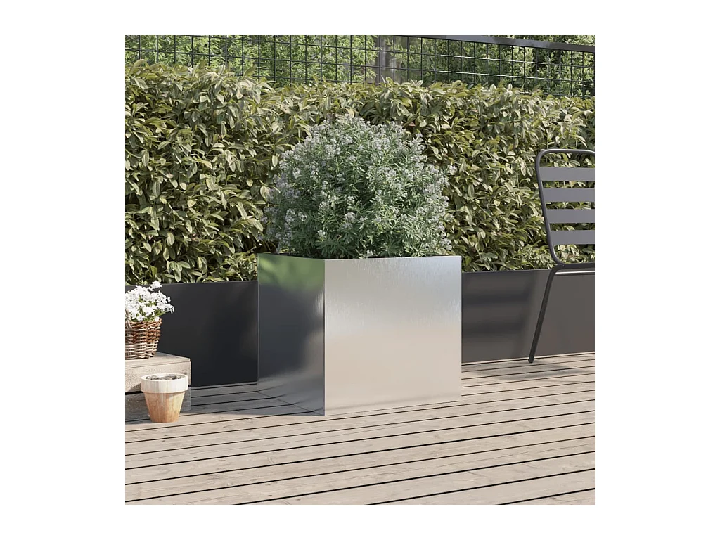 Fioriera argento 49x47x46 cm in acciaio inox