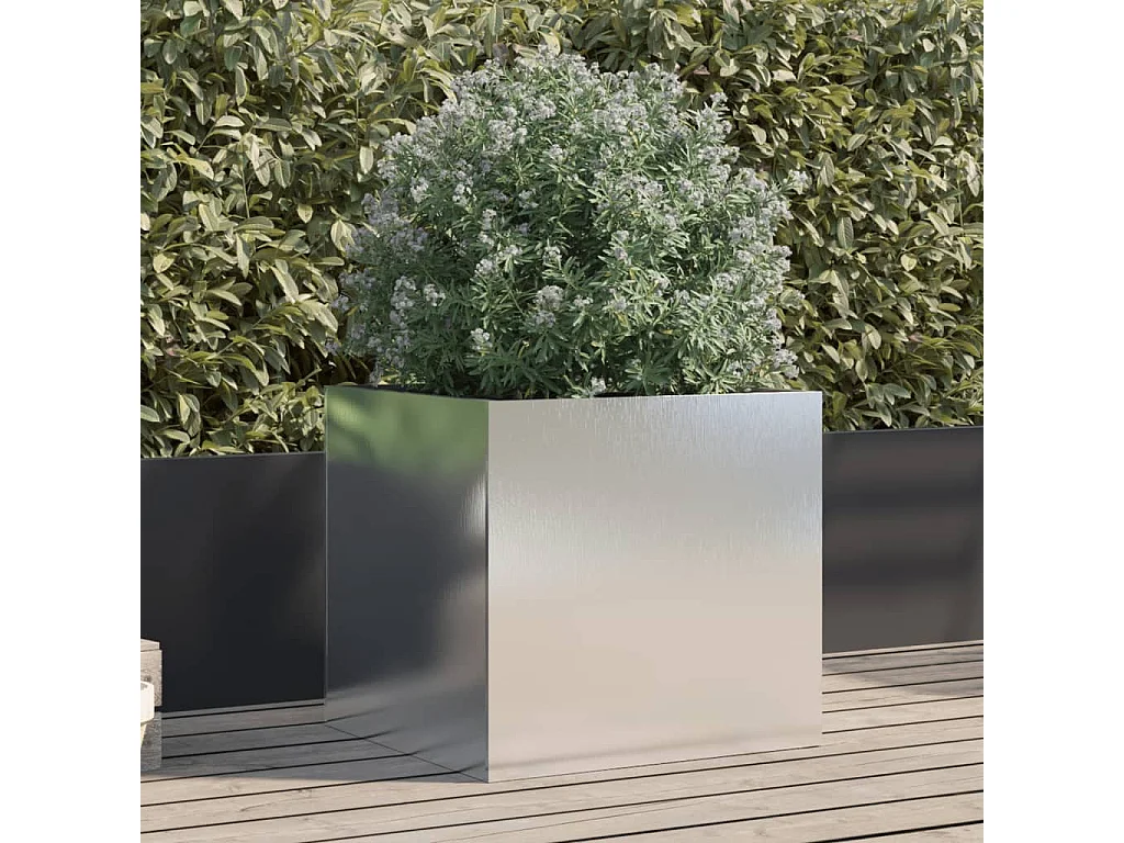 Fioriera argento 49x47x46 cm in acciaio inox