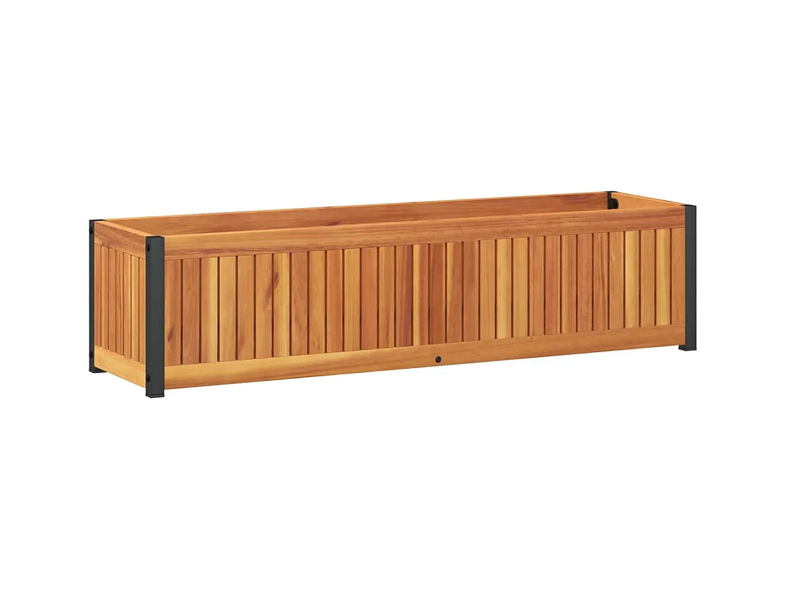 Jardinière 110x30x27,5 cm bois massif d'acacia et acier