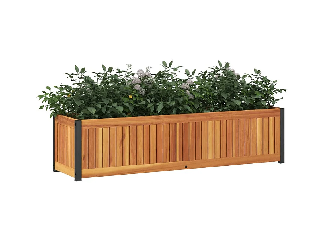 Jardinière 110x30x27,5 cm bois massif d'acacia et acier