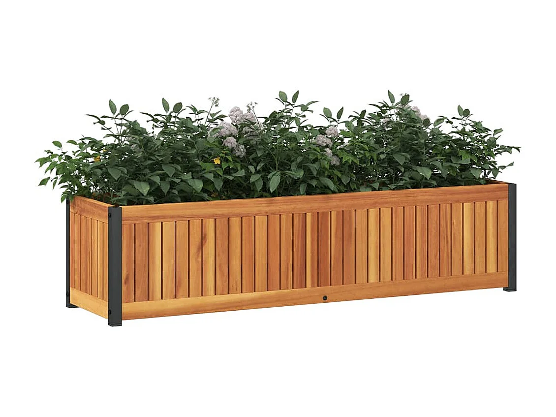 Jardinière 110x30x27,5 cm bois massif d'acacia et acier