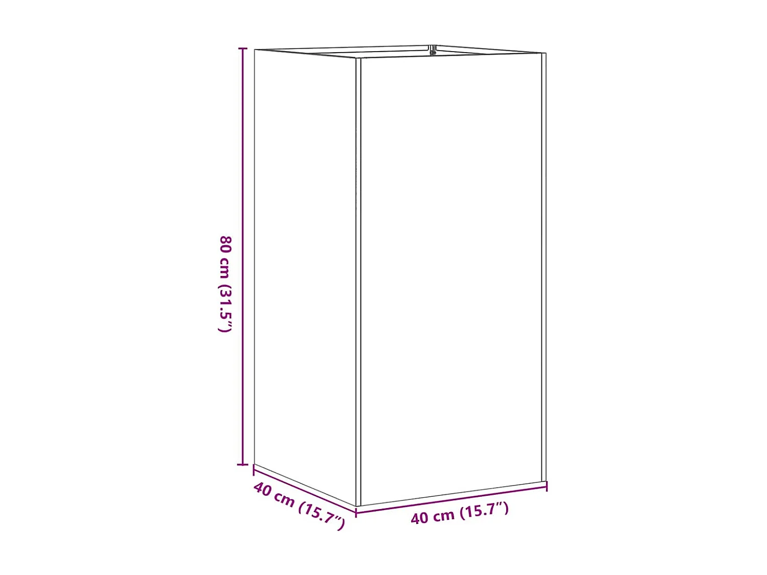 Jardinière 40x40x80 cm acier galvanisé