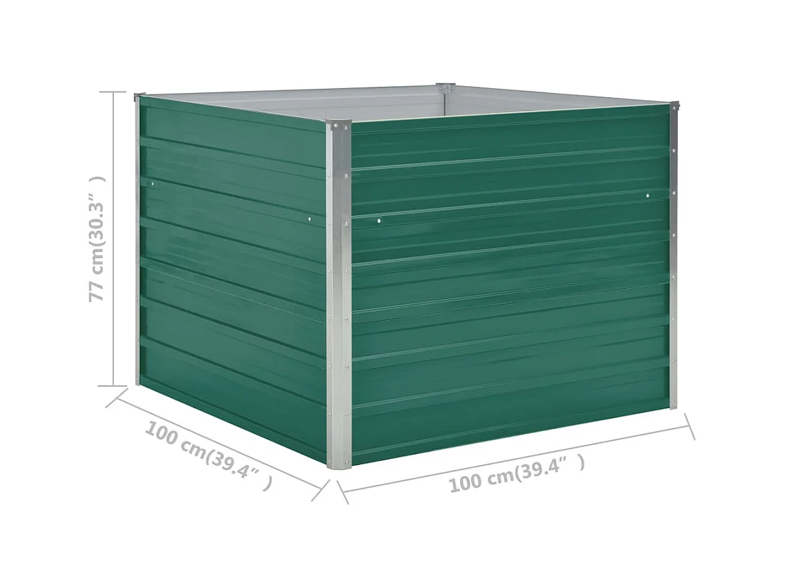 Jardinière 100 x 100 x 77 cm Acier galvanisé Vert