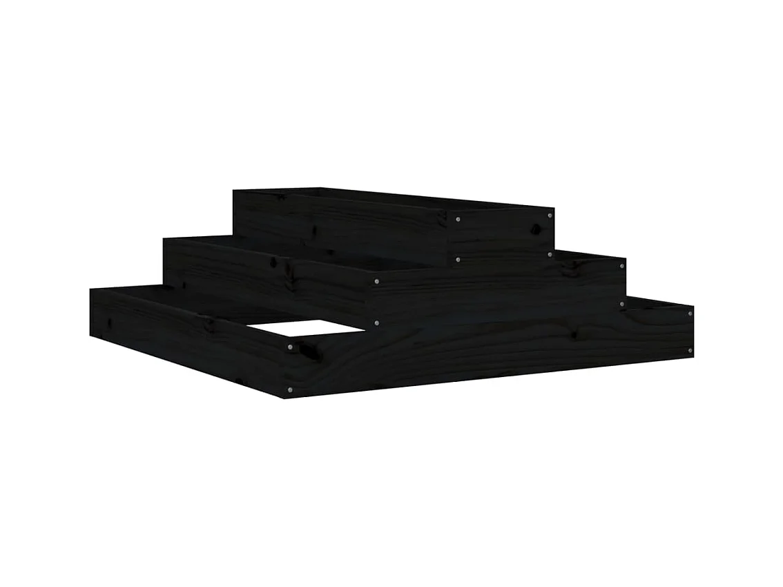 Jardinière Noir 80x80x27 cm Bois massif de pin