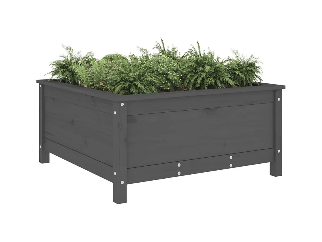 Jardinière gris 82,5x82,5x39 cm bois massif de pin