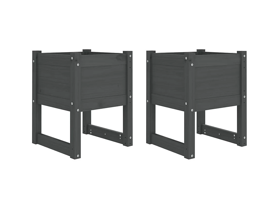 Jardinières 2 pcs Gris 40x40x52,5 cm Bois massif de pin