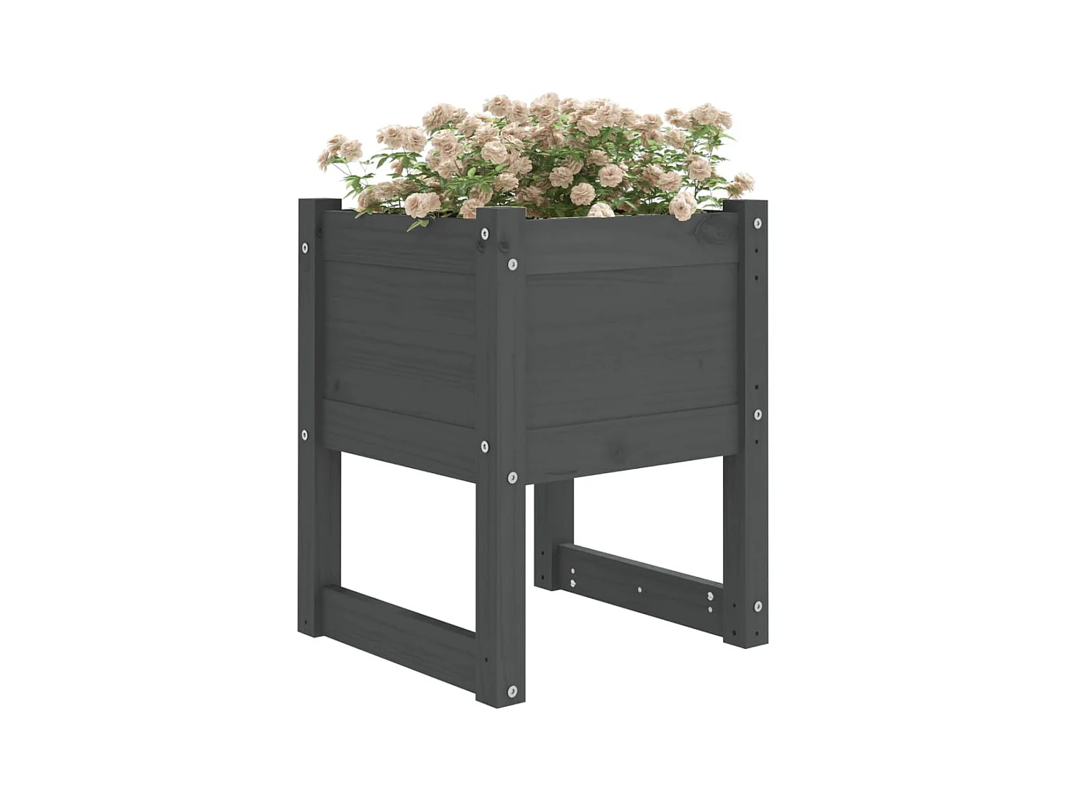 Jardinières 2 pcs Gris 40x40x52,5 cm Bois massif de pin