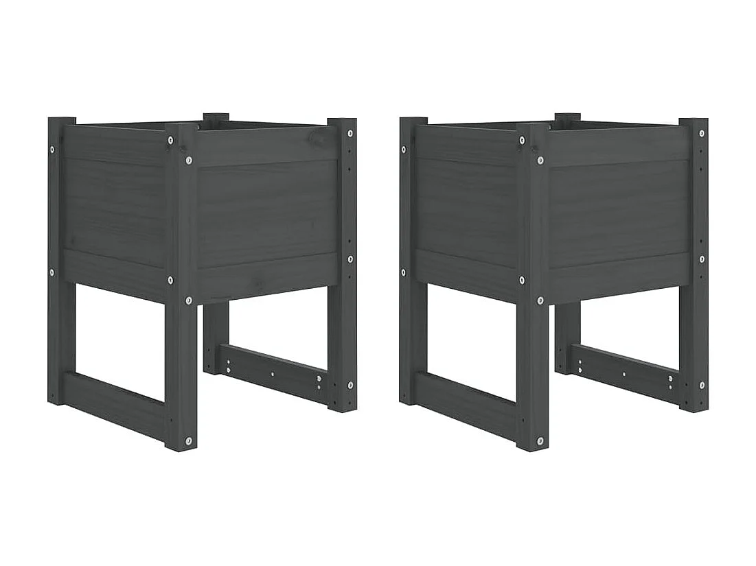Jardinières 2 pcs Gris 40x40x52,5 cm Bois massif de pin