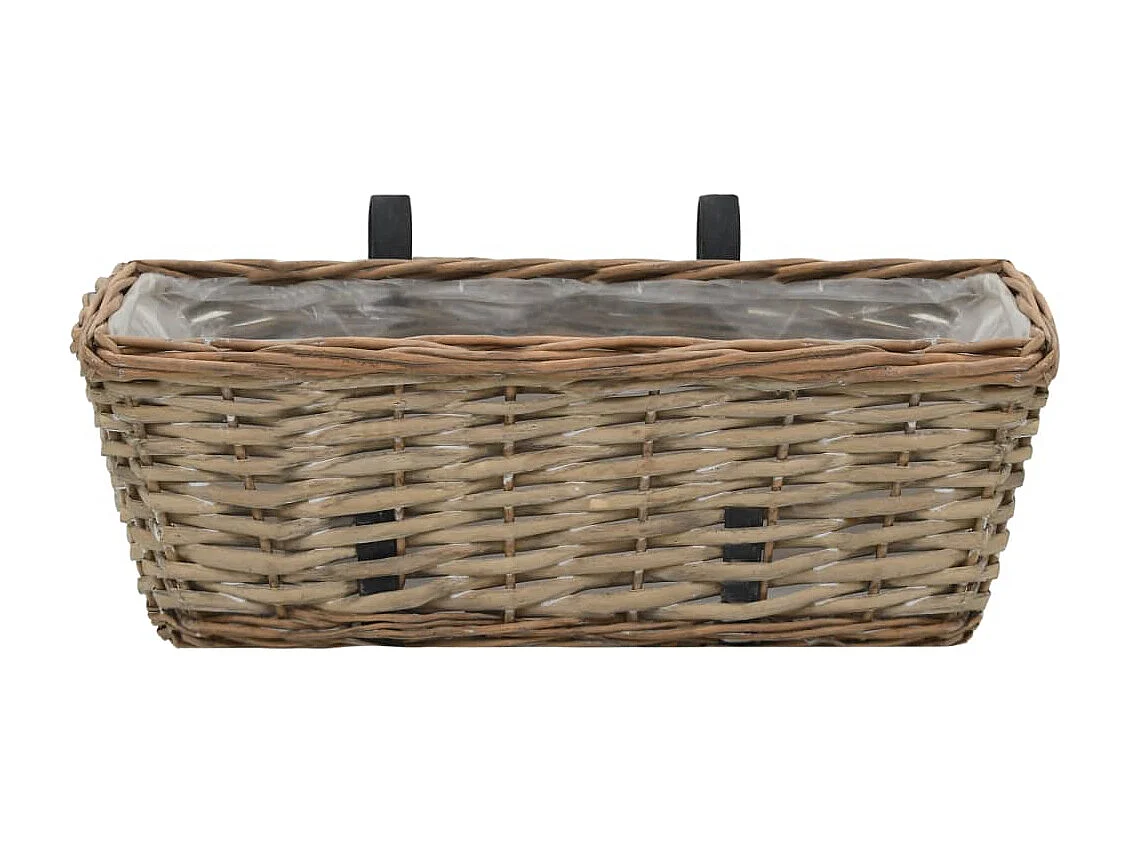 Jardinière de balcon 2 pcs Osier avec doublure en PE 40 cm