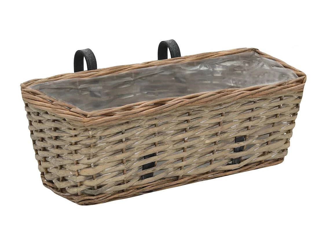 Jardinière de balcon 2 pcs Osier avec doublure en PE 40 cm