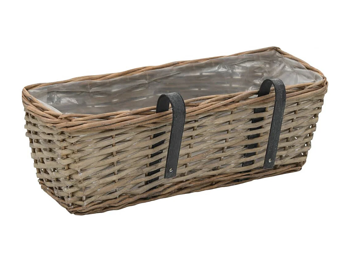 Jardinière de balcon 2 pcs Osier avec doublure en PE 40 cm