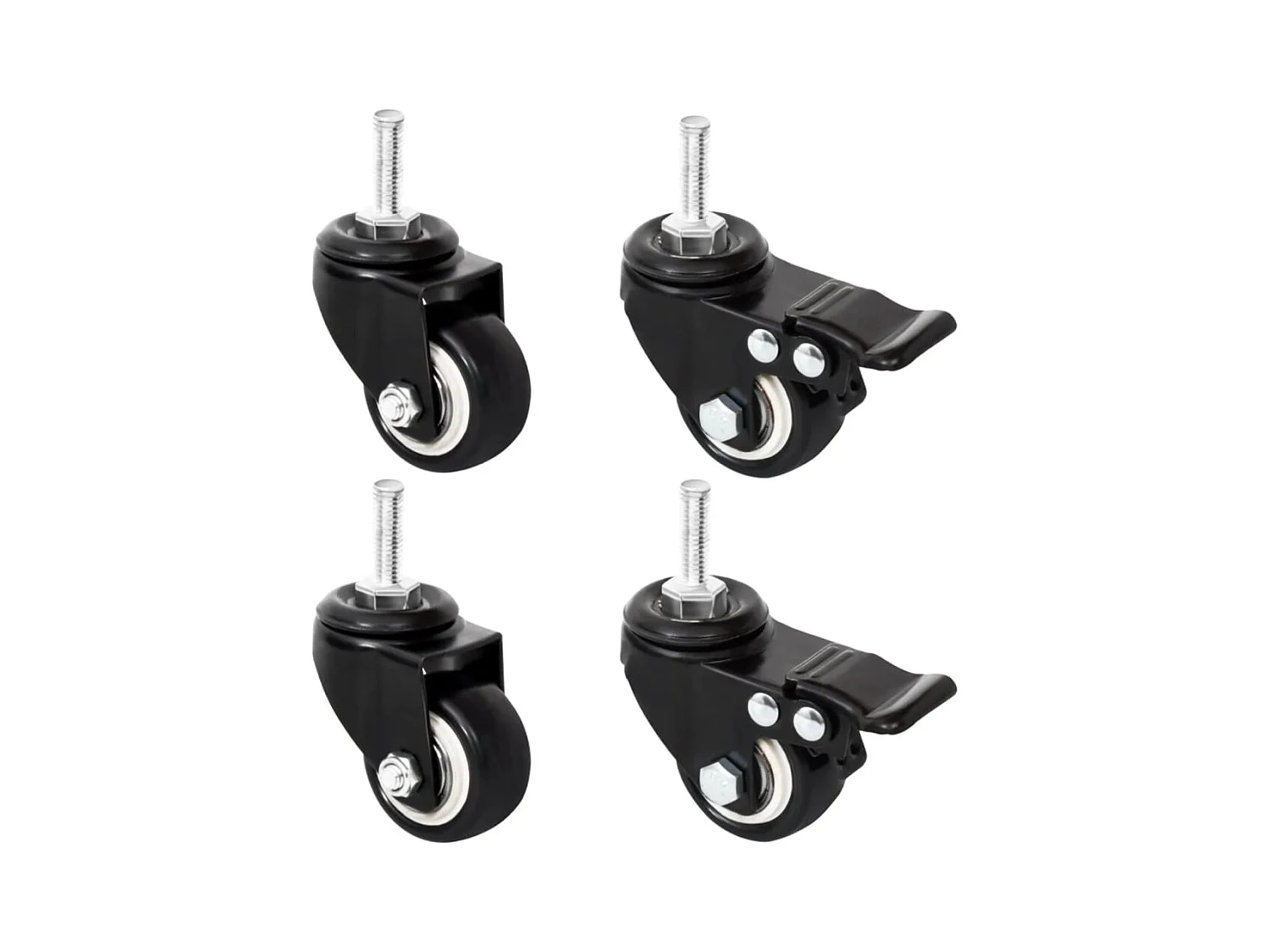 Roues pour jardinière 4 pcs noir 8x3,5x8 cm fer