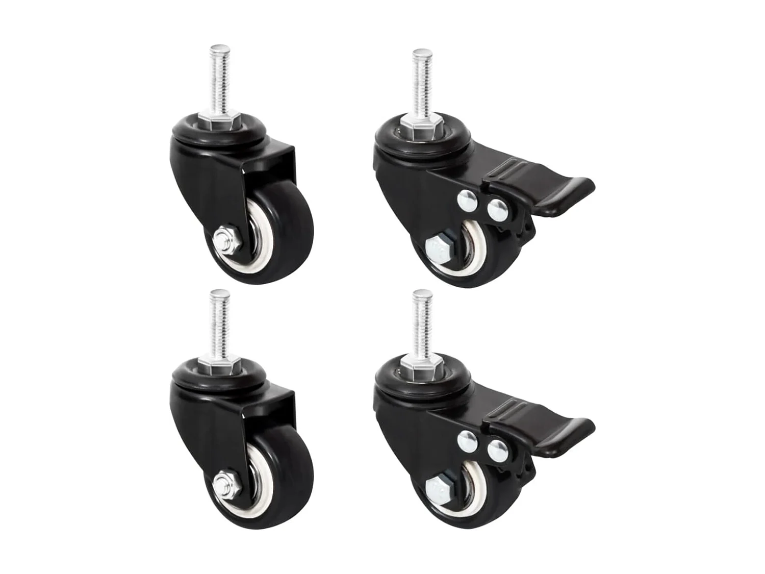 Roues pour jardinière 4 pcs noir 8x3,5x8 cm fer