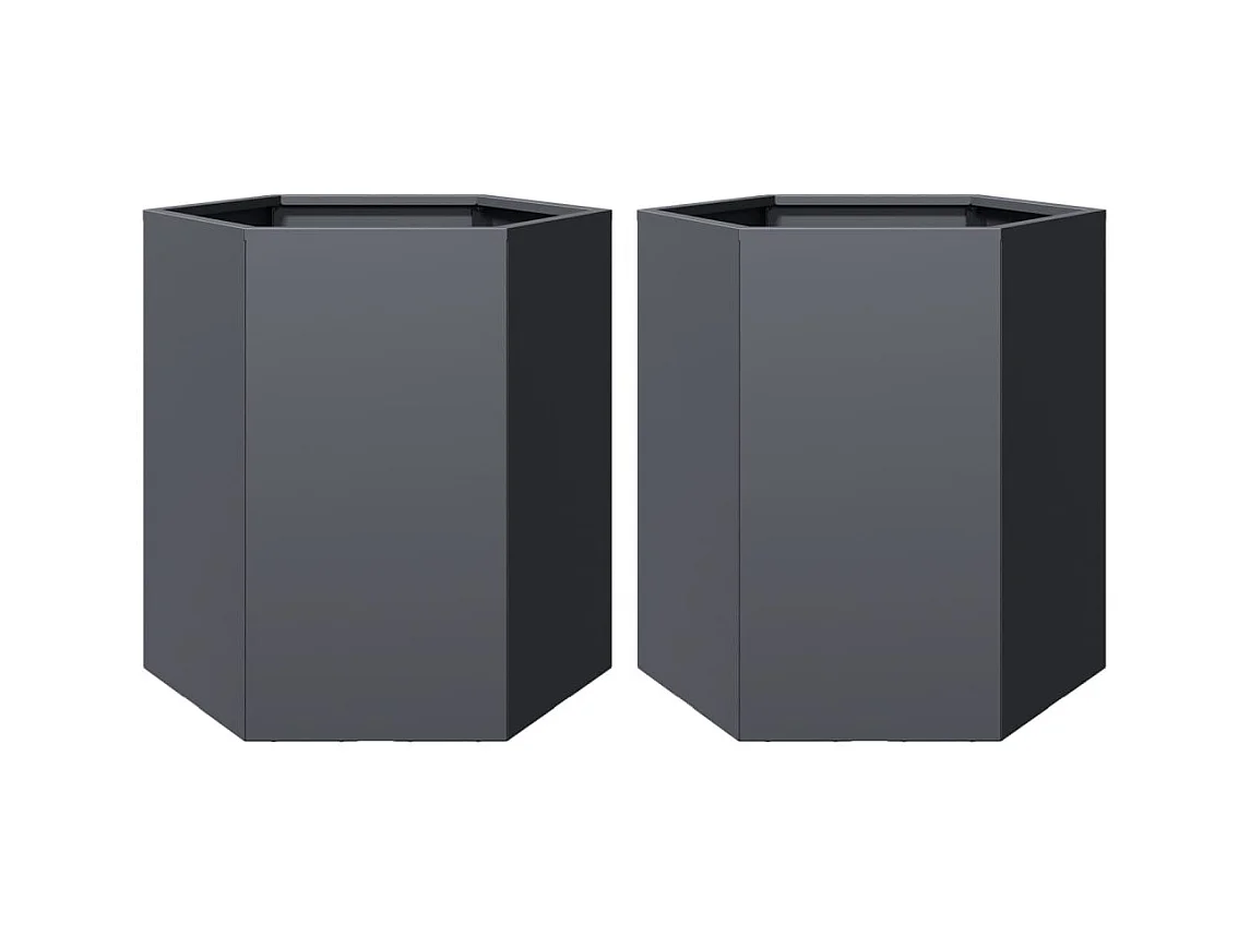 Jardineras 2 uds antracita hexagonal 46x40x45 cm acero