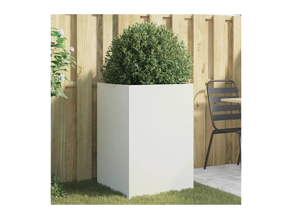 Witte plantenbak 52x48x75 cm staal
