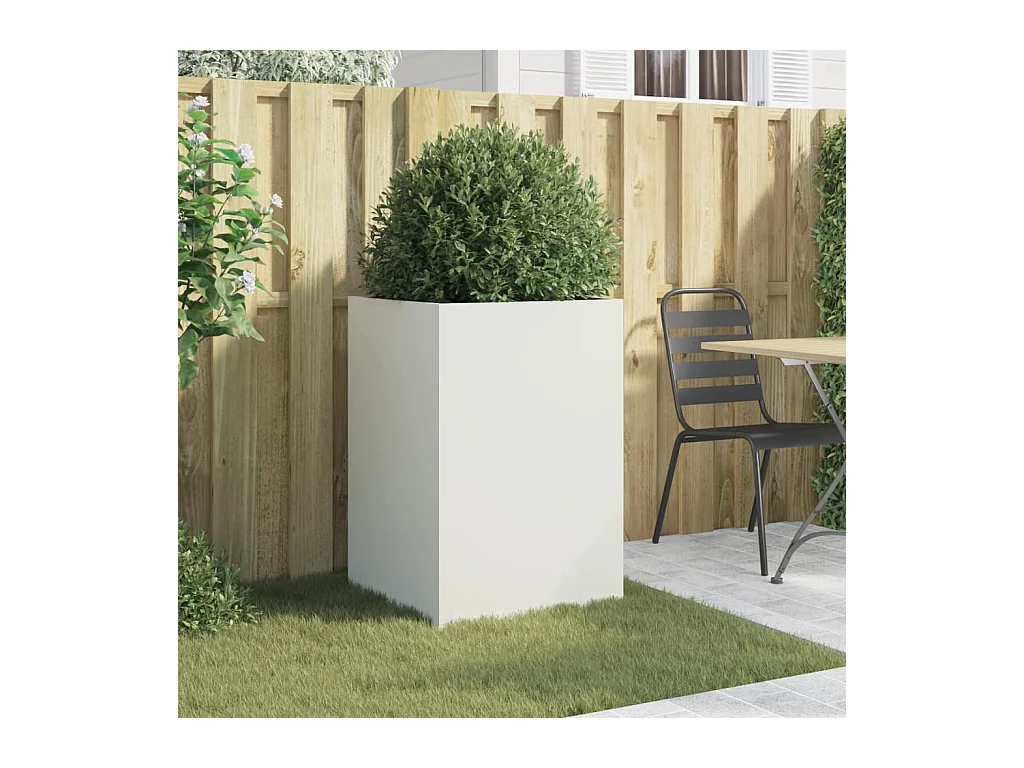 Witte plantenbak 52x48x75 cm staal
