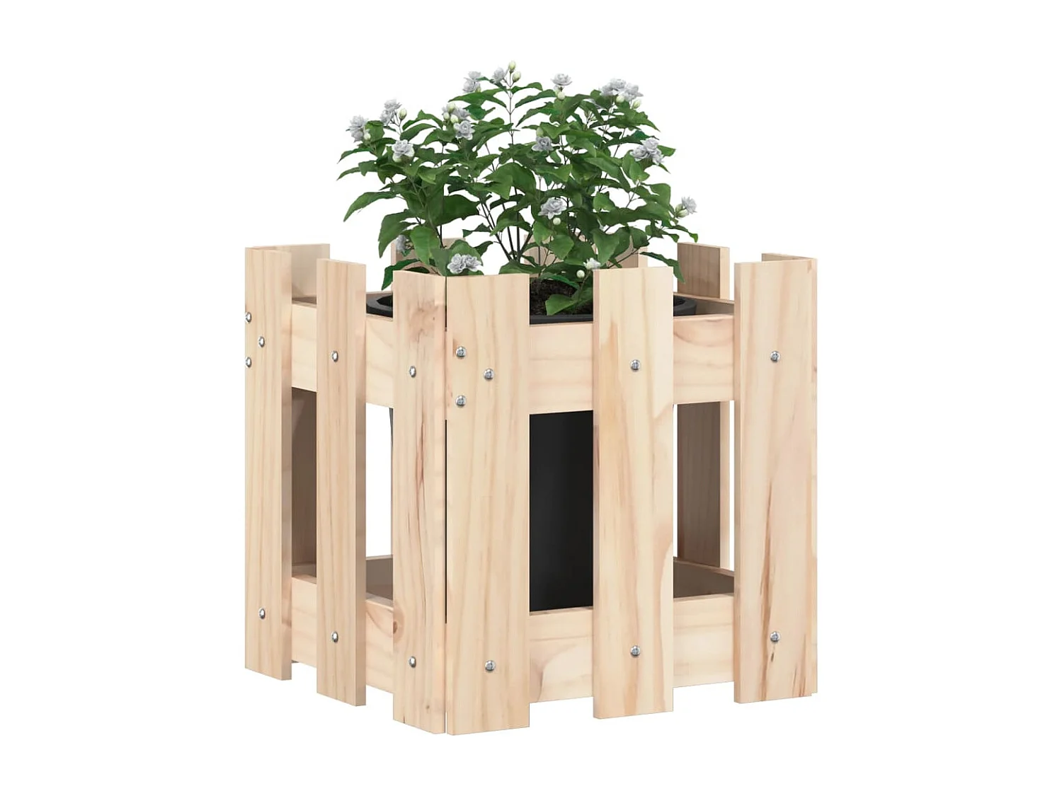 Jardinière avec design de clôture 30x30x30 cm pin massif