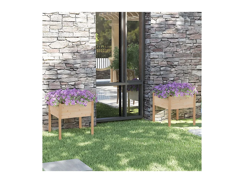 Jardinières d'extérieur 2 pcs 70x70x70 cm bois de pin massif