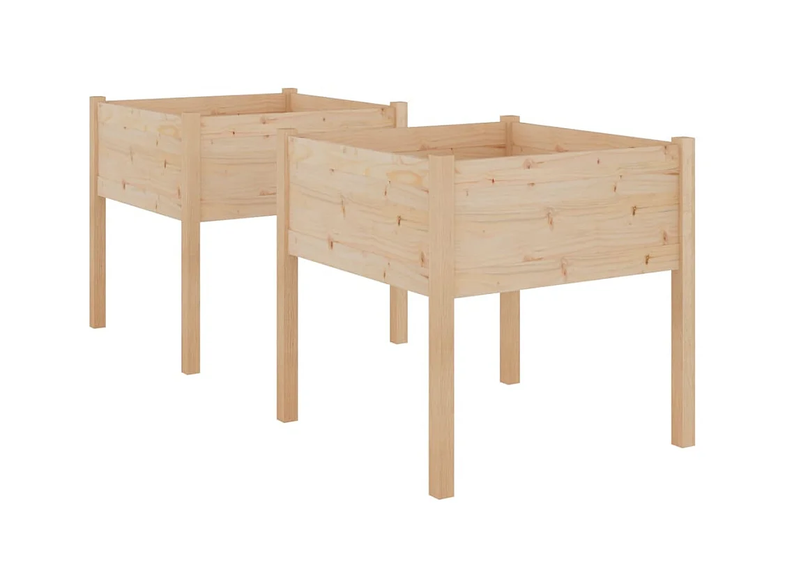 Jardinières d'extérieur 2 pcs 70x70x70 cm bois de pin massif