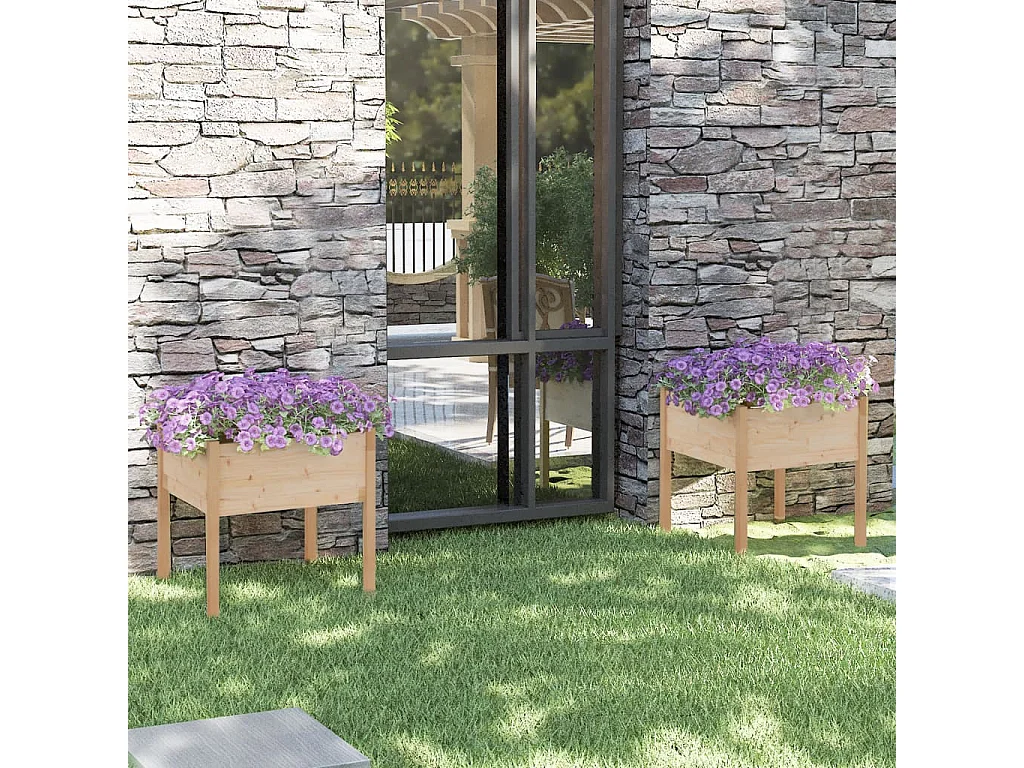 Jardinières d'extérieur 2 pcs 70x70x70 cm bois de pin massif