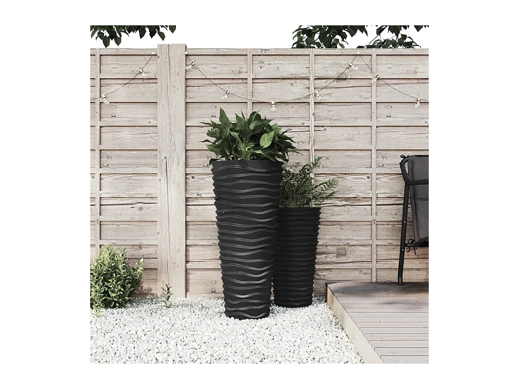 Jardinière et intérieur amovible anthracite aspect rainuré