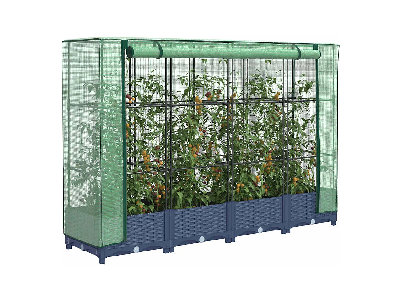 Jardinière surélevée avec housse aspect rotin 160x40x123 cm