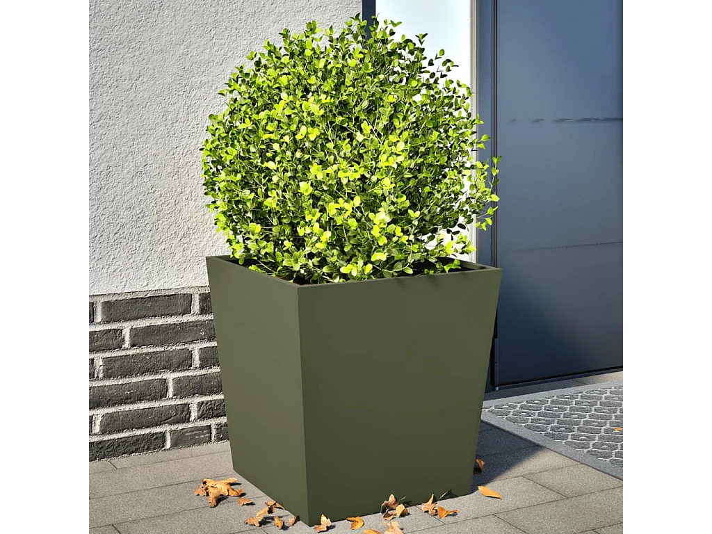 Jardinières 2 pcs vert olive 50x50x50 cm acier