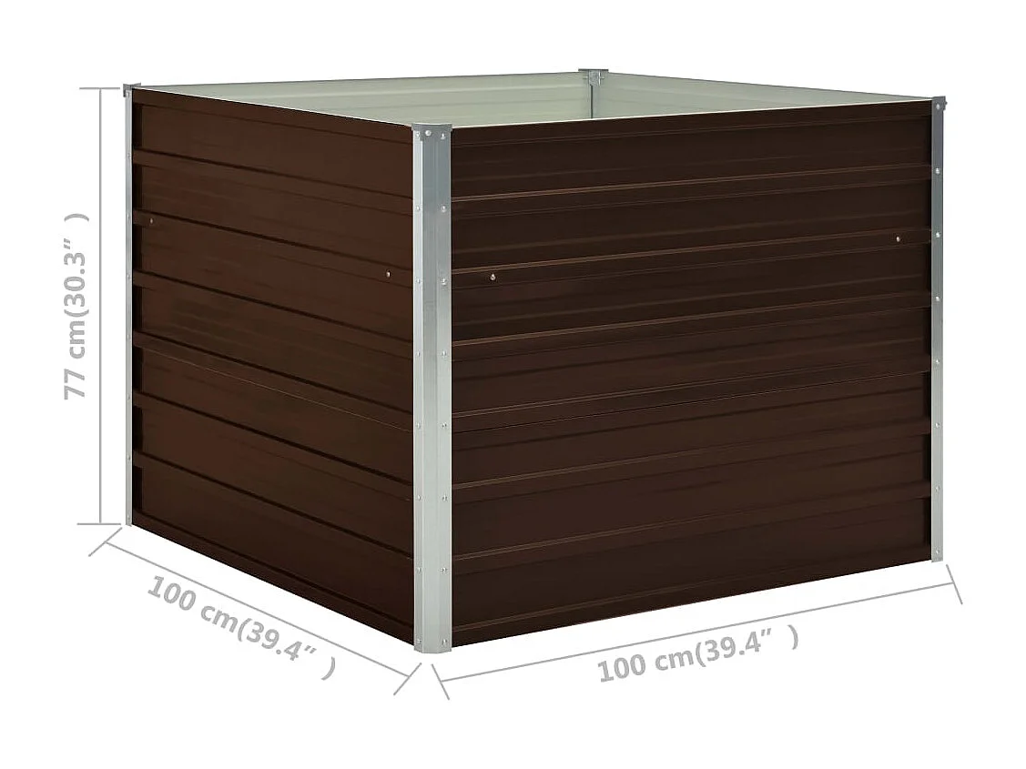 Verhoogde plantenbak Bruin 100x100x77 cm Gegalvaniseerd staal